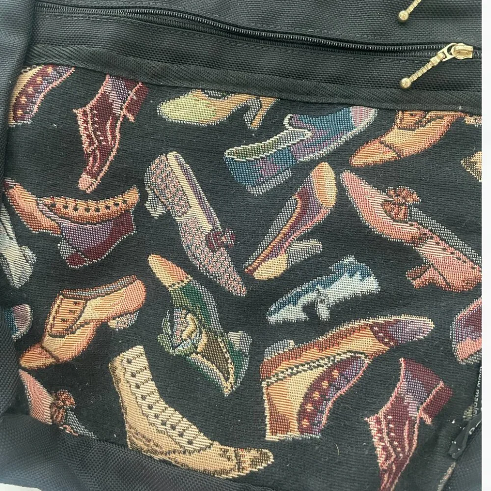 Vintage Shoe Backpack Girly Eclectic Hipster Work Tote Zip Up Artsy Purse Bag